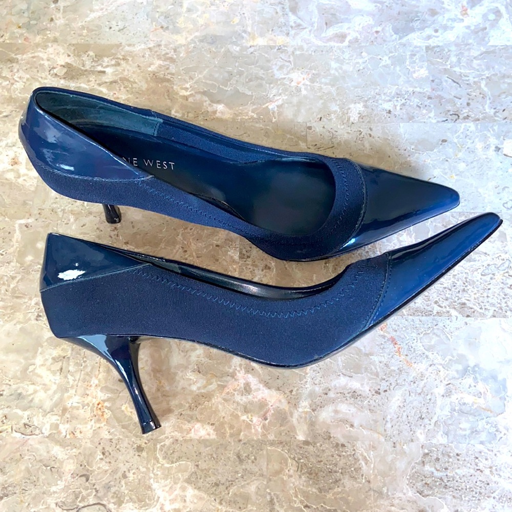 Nine West Navy Blue Heels Gorgeous Multi-Material